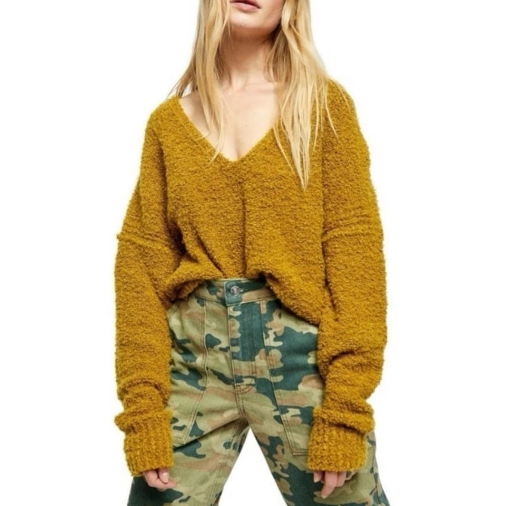 Free People Finders Keepers V-neck Popcorn Knit Sweater
